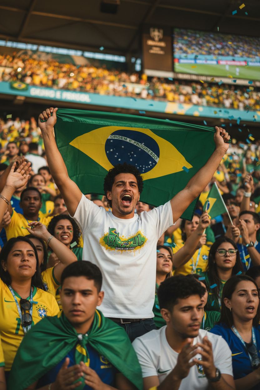 Brazil World Cup 2026 T-Shirt - Bold Graffiti Flag Design by StayClothed.com