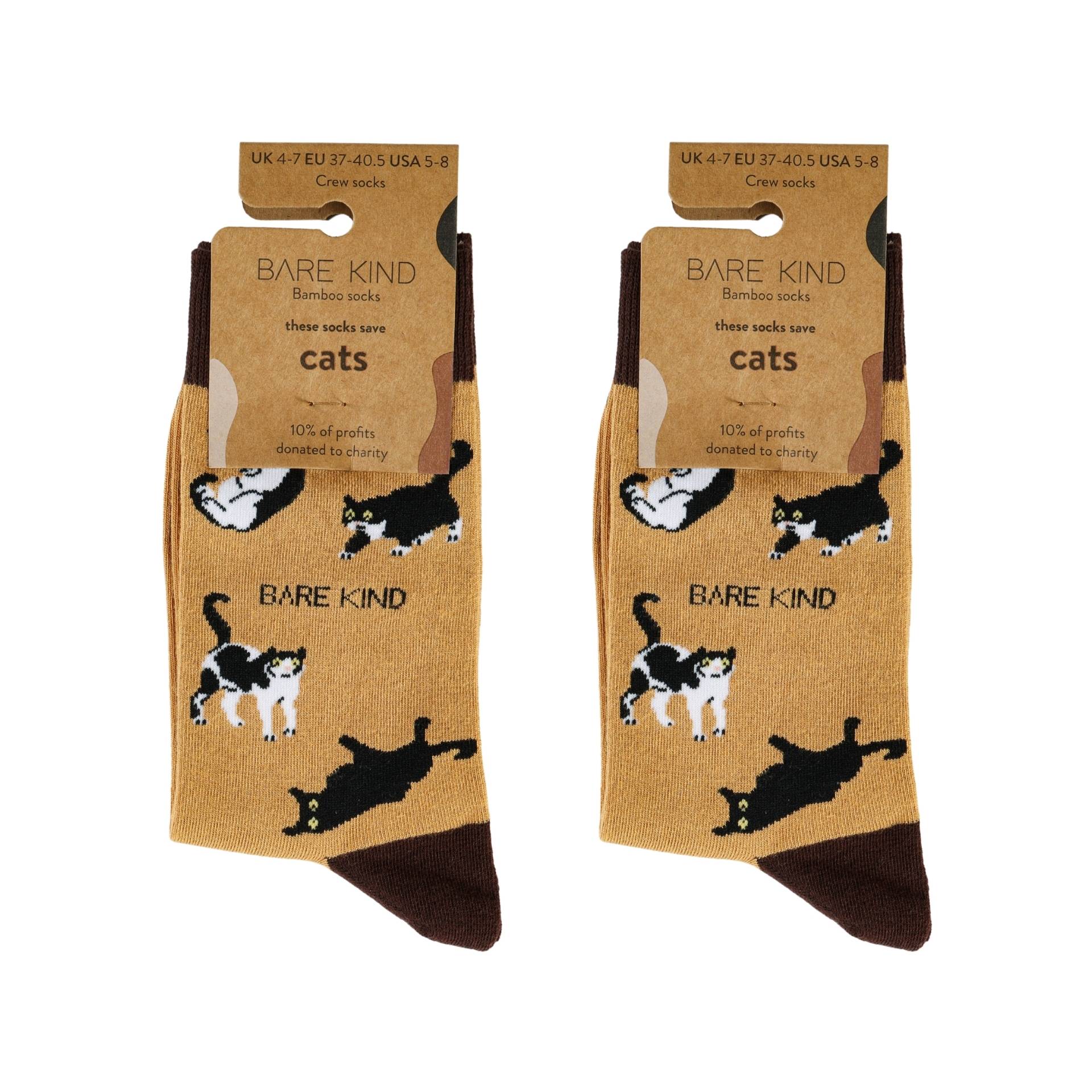 Bare Kind Brown Cat Pet Pair Bamboo Sock Set