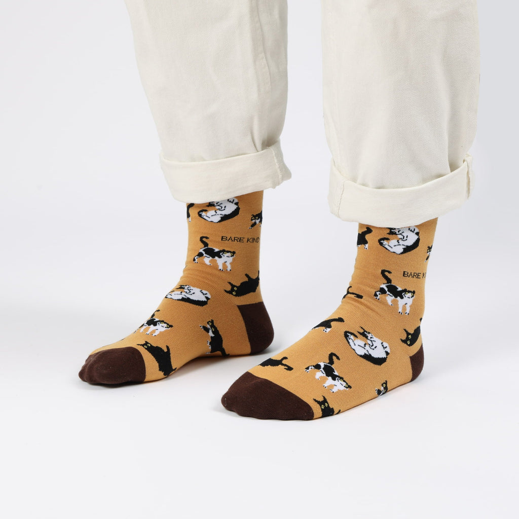 Bare Kind Brown Cat Pet Pair Bamboo Sock Set