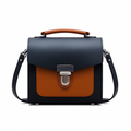Zatchels Black Burnt Orange Two Tone Sugarcube Handbag front view