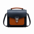 Zatchels Black Burnt Orange Two Tone Sugarcube Handbag front view