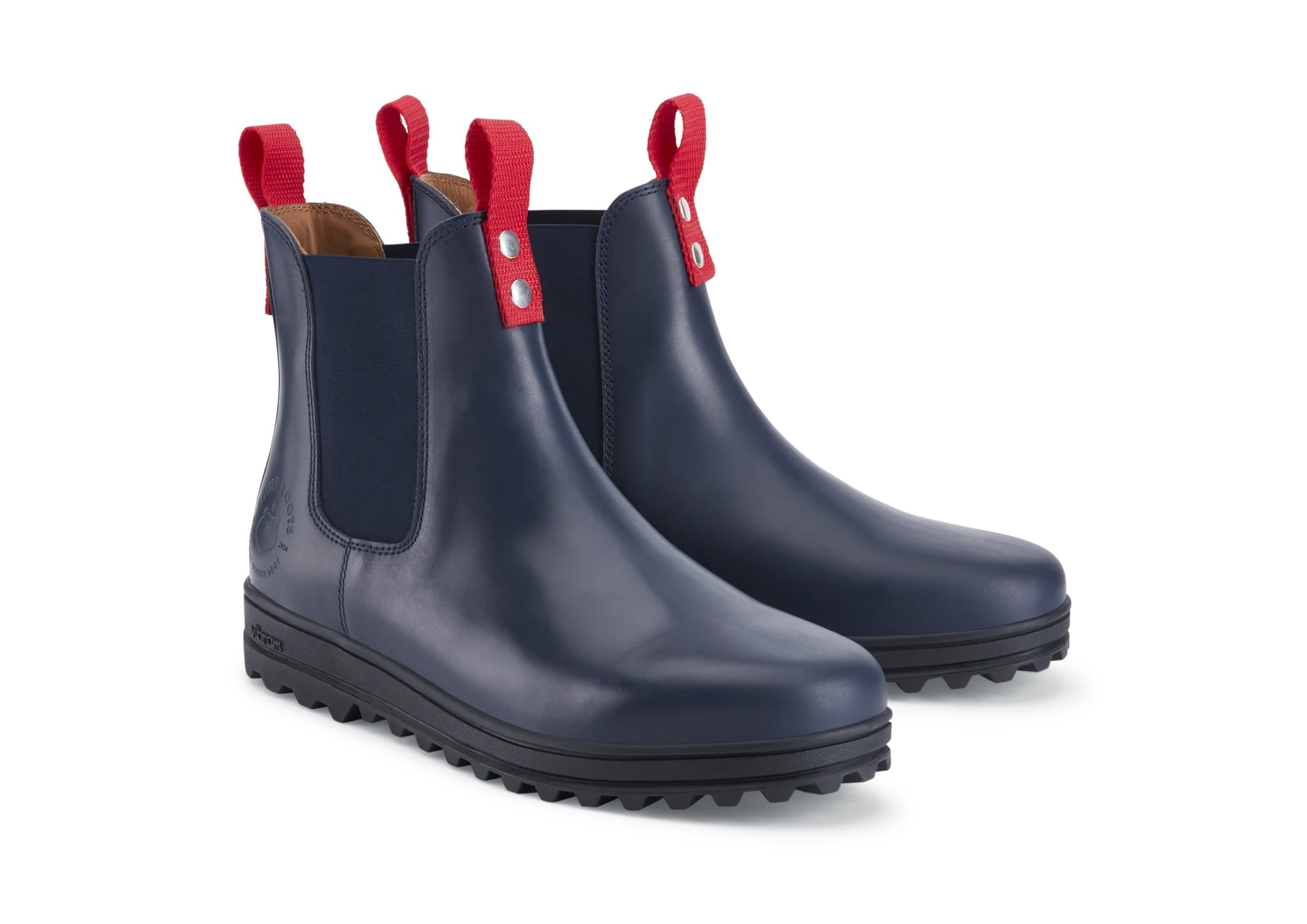 Busby Mens Winter Chelsea Boots Navy Blue Leather
