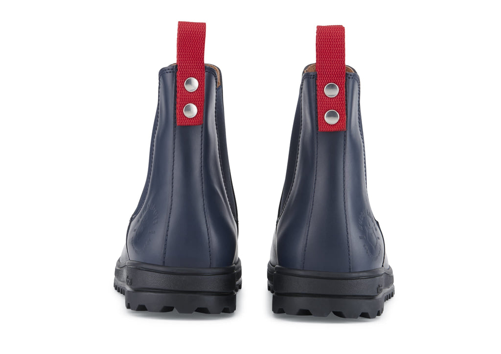 Busby Mens Winter Chelsea Boots Navy Blue Leather