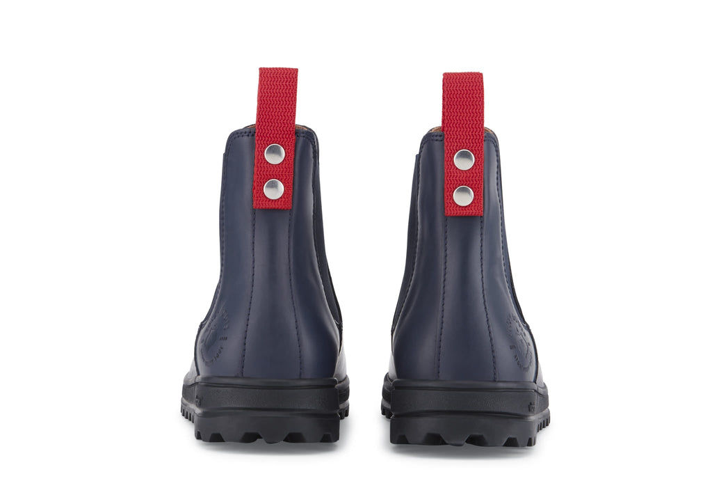 Busby Womens Winter Chelsea Boots Navy Blue Leather