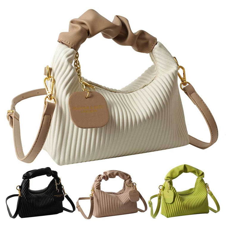 Womens PU Leather Pleated Cloud Crossbody Bag