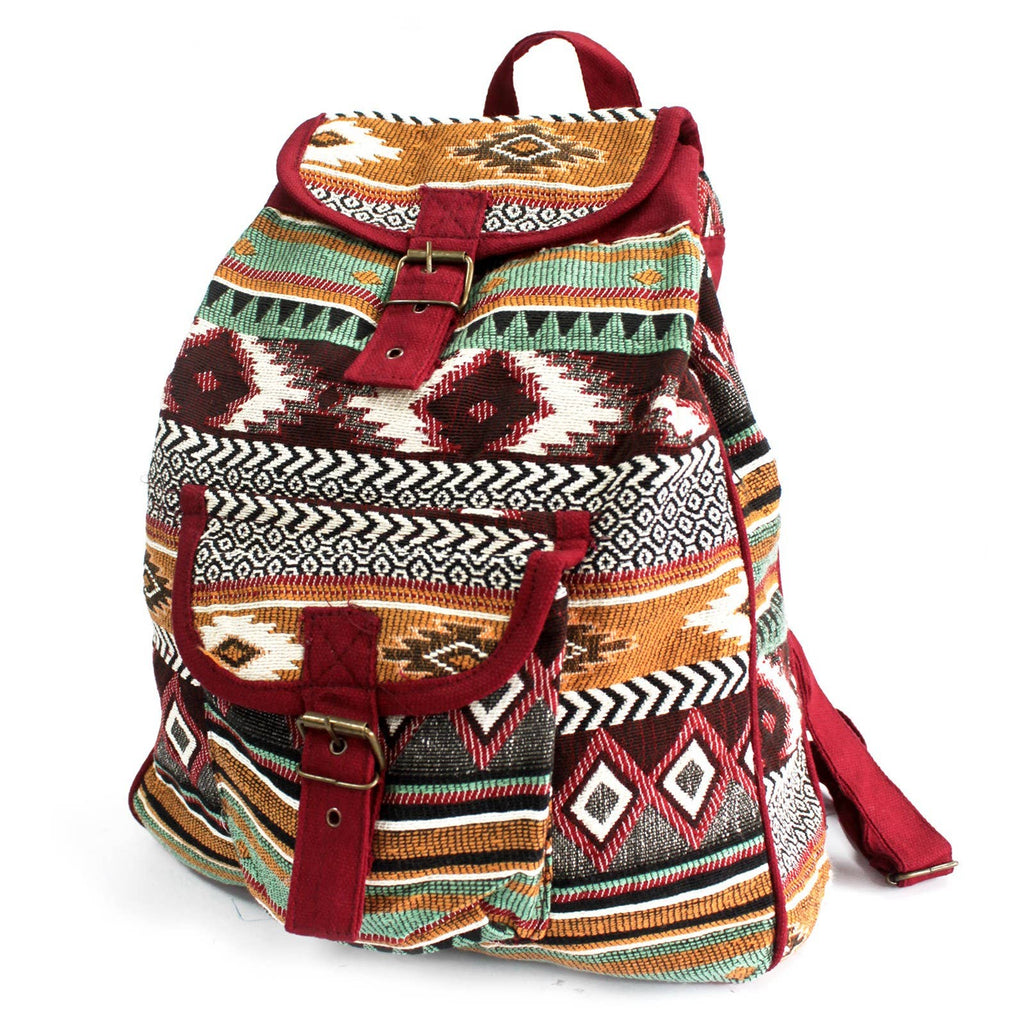 JNS-02 Chocolate Jacquard Nepal Style Backpack