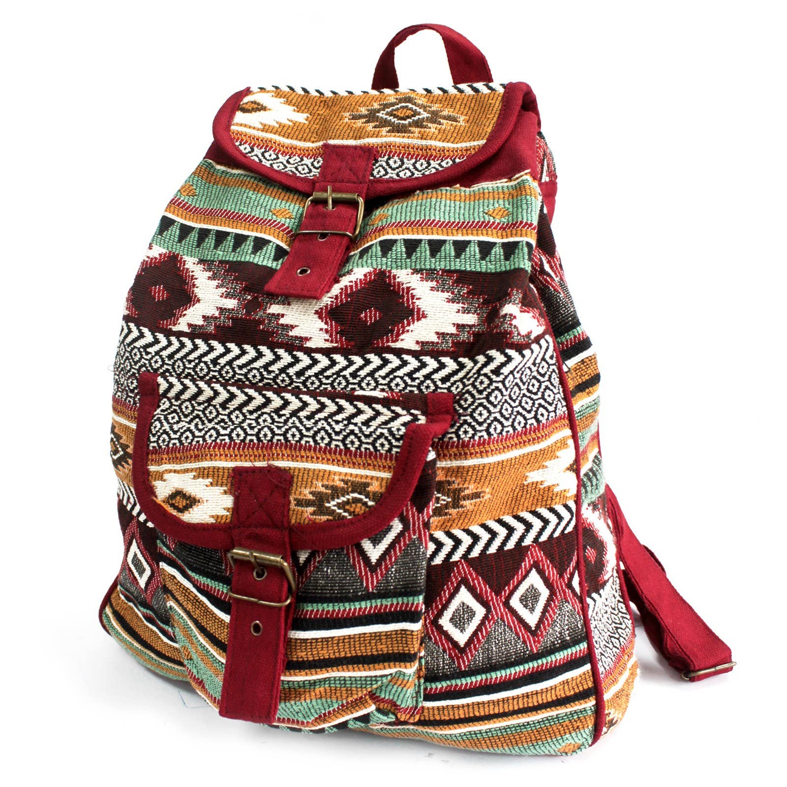 JNS-02 Chocolate Jacquard Nepal Style Backpack