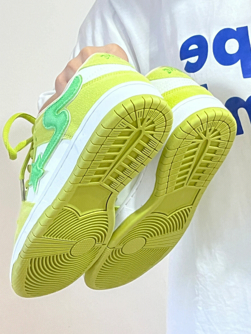 Mens PU Leather Platform Lace Up Apple Green Trainers