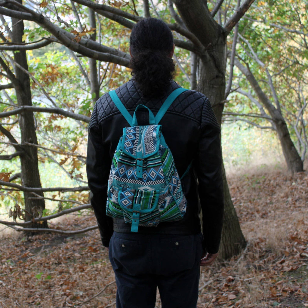 JNS-01 Teal Jacquard Nepal Style Backpack
