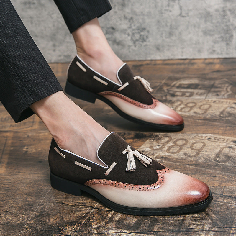 Mens Leather Round Toe Loafers