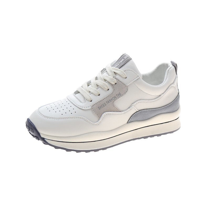Womens Leather Breathable Platform Low Top Trainers