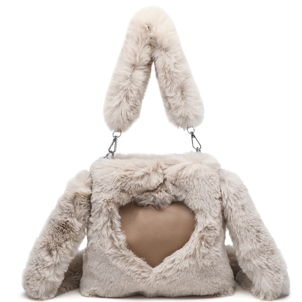 Womens Fluffy Plush Top Handle Shoulder Bag
