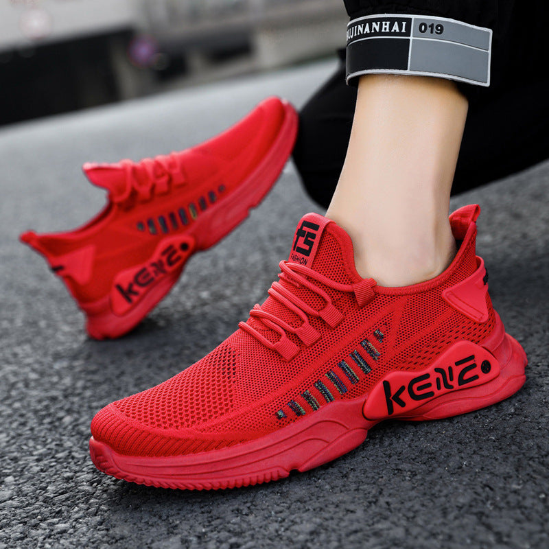 Mens Breathable Mesh Lightweight Platform Lace Up Trainers
