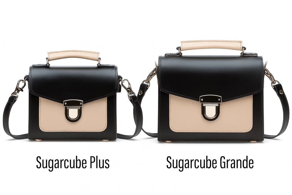 Zatchels Cafe Noir Sugarcube handbag size guide view