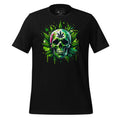 Black tshirt with colorful cannabis skull and leaf design