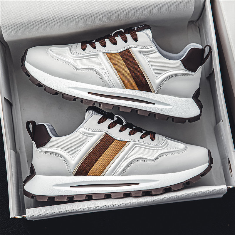 Leather Non Slip Breathable Lightweight Platform Running Trainers