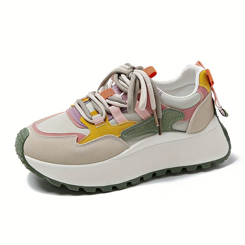 Breathable Mesh Lightweight Platform Low Top Cushioned Trainers