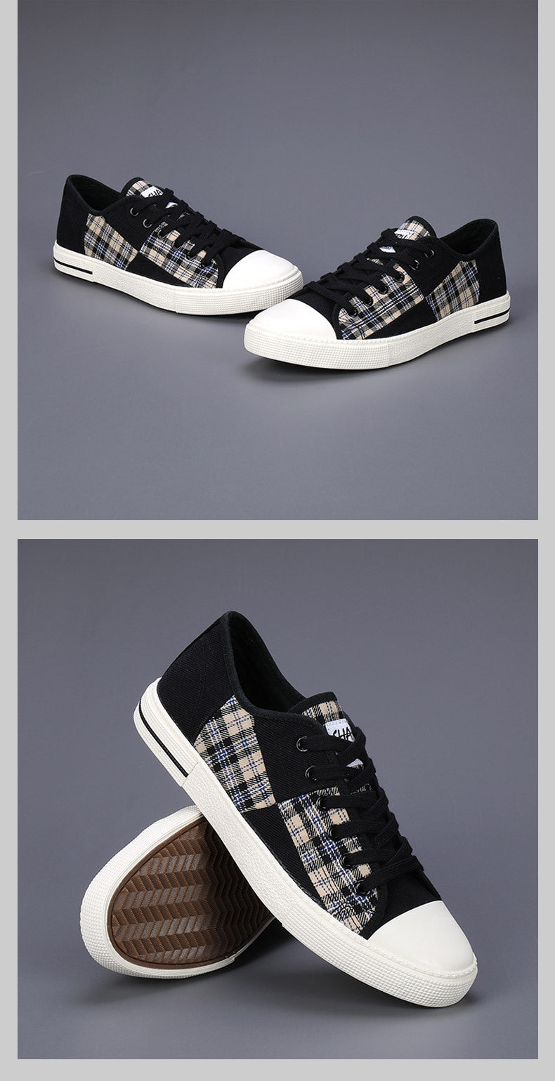 Mens Canvas Lightweight Height Increasing Low Top Trainers
