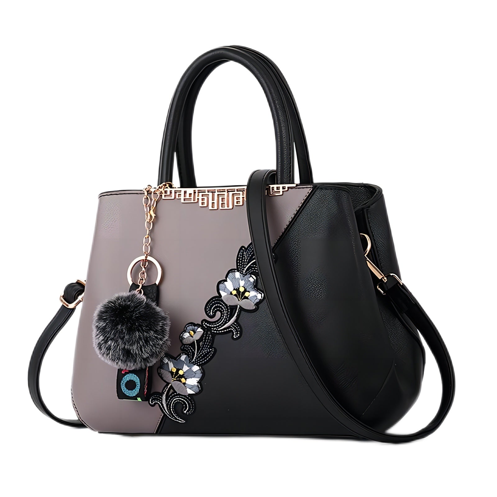 Womens Floral Pattern Spliced Colour Shoulder Bag