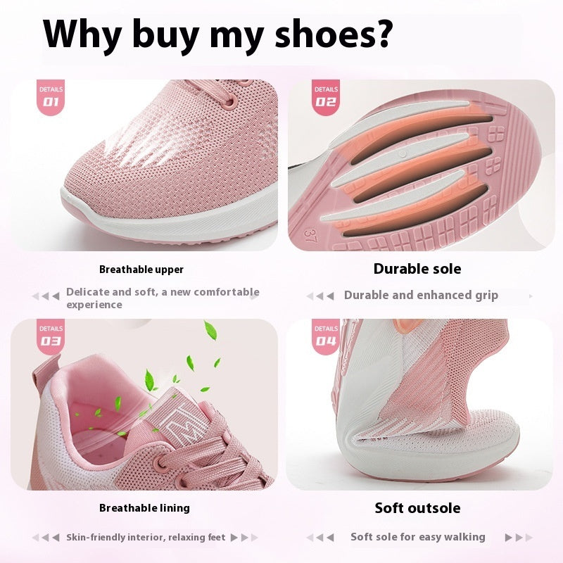 Womens Breathable Mesh Lightweight Low Top Lace Up Trainers