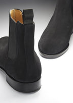 Hugs & Co Mens Black Suede Chelsea Boots Welted Leather Sole