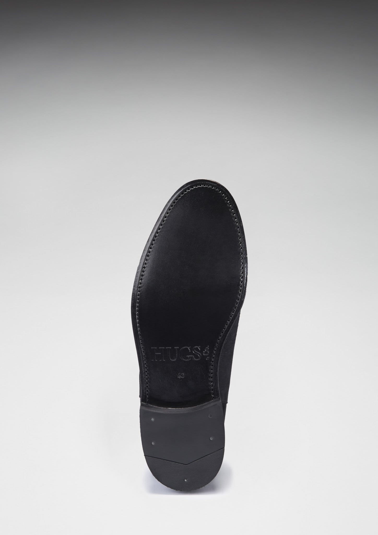 Hugs & Co Mens Black Suede Chelsea Boots Welted Leather Sole