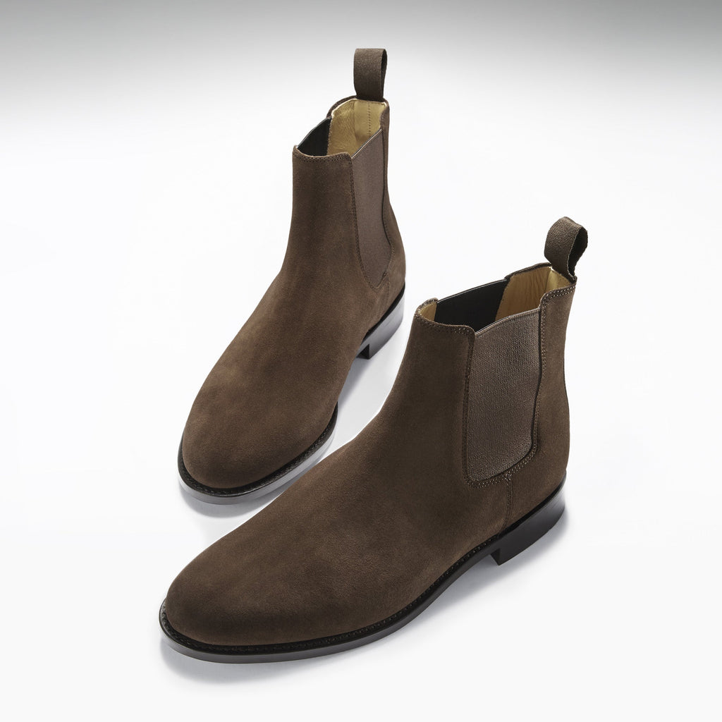 Hugs & Co Mens Brown Suede Chelsea Boots Welted Leather Sole