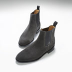 Hugs & Co Mens Grey Suede Chelsea Boots Welted Leather Sole