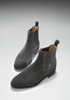 Hugs & Co Mens Grey Suede Chelsea Boots Welted Leather Sole