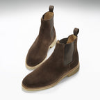 Hugs & Co Mens Brown Suede Chelsea Boots Crepe Rubber Welted Sole