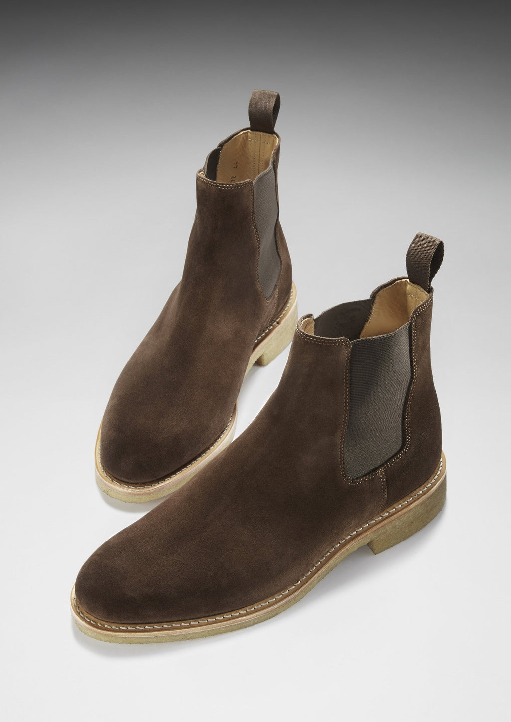 Hugs & Co Mens Brown Suede Chelsea Boots Crepe Rubber Welted Sole