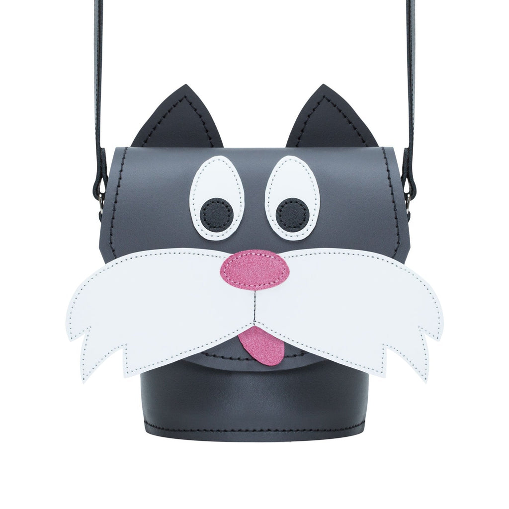 Zatchels Chester Cat Handmade Leather Bag front view