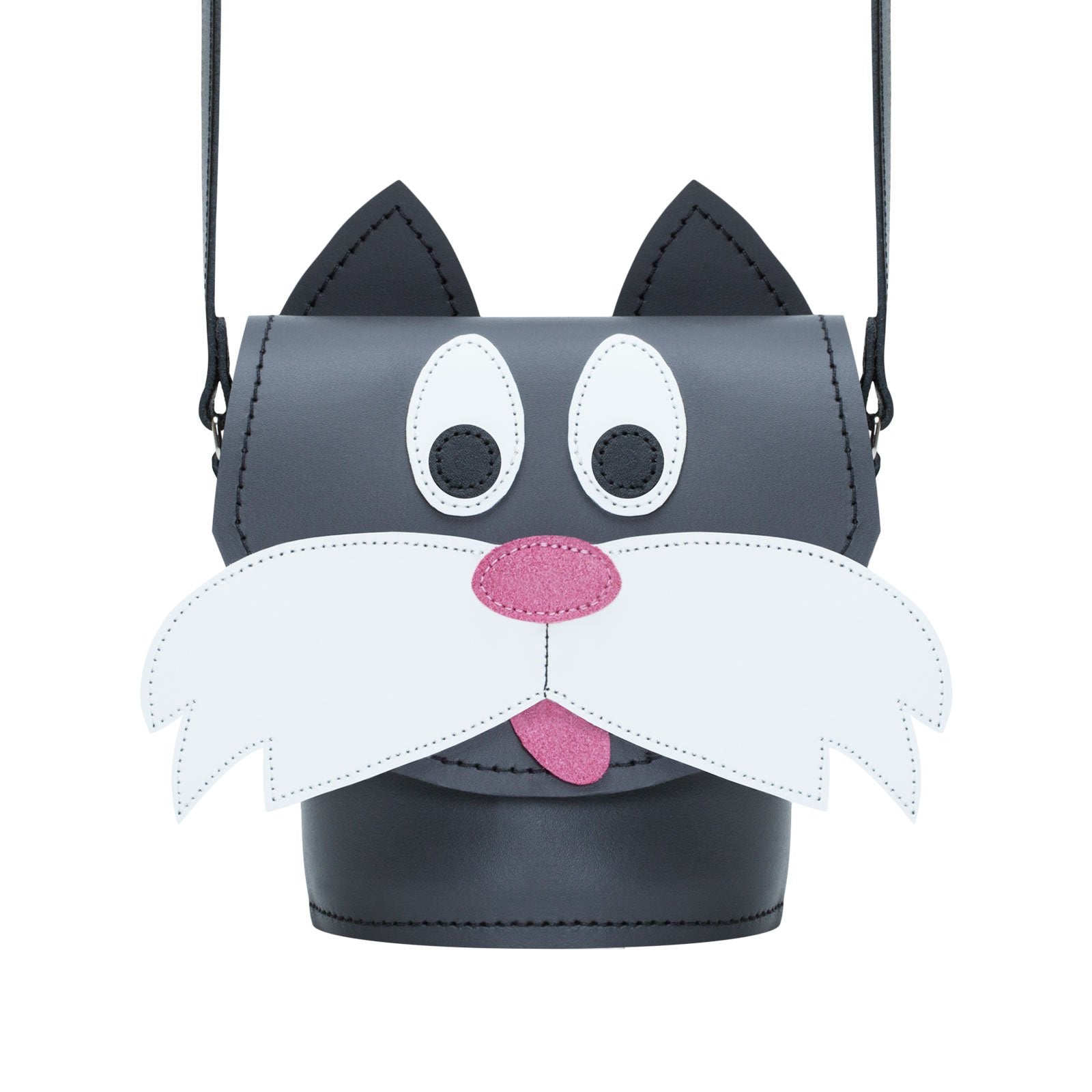 Zatchels Chester Cat Handmade Leather Bag front view