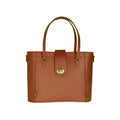 Zatchels Chestnut Mini Twist Lock Shopper Bag front view