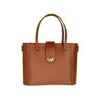 Zatchels Chestnut Mini Twist Lock Shopper Bag front view