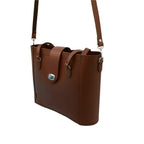 Zatchels Chestnut mini shopper bag side view