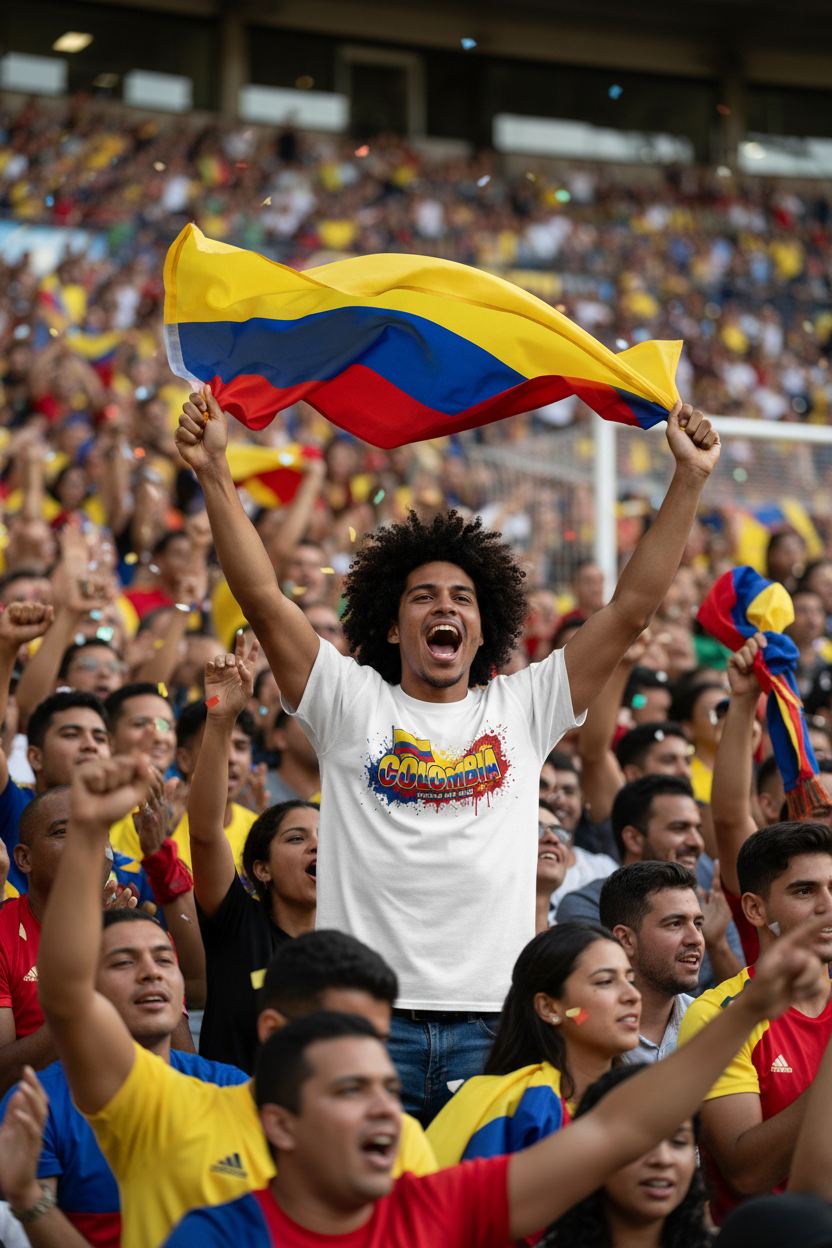Colombia World Cup 2026 T-Shirt - Bold Graffiti Flag Design by StayClothed.com