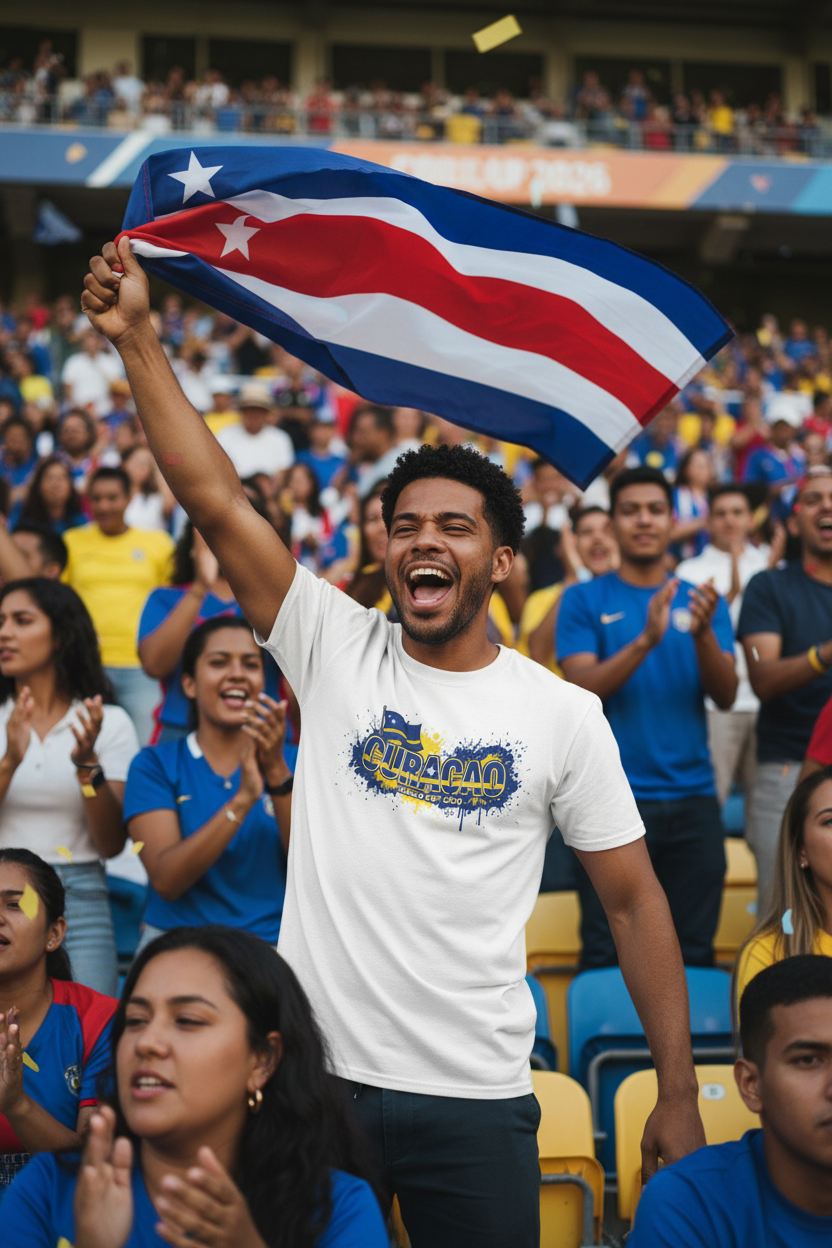 Curaçao World Cup 2026 T-Shirt - Bold Graffiti Flag Design by StayClothed.com