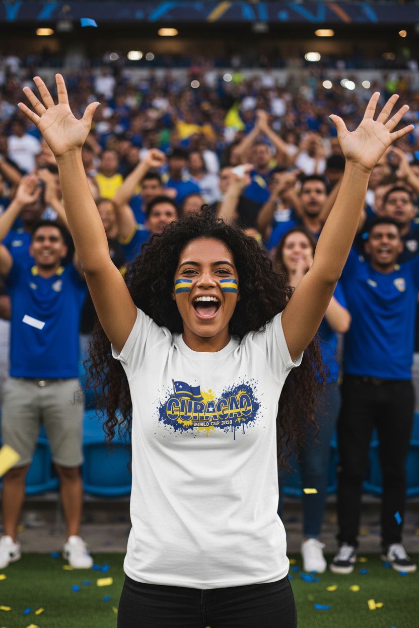Curaçao World Cup 2026 T-Shirt - Bold Graffiti Flag Design by StayClothed.com
