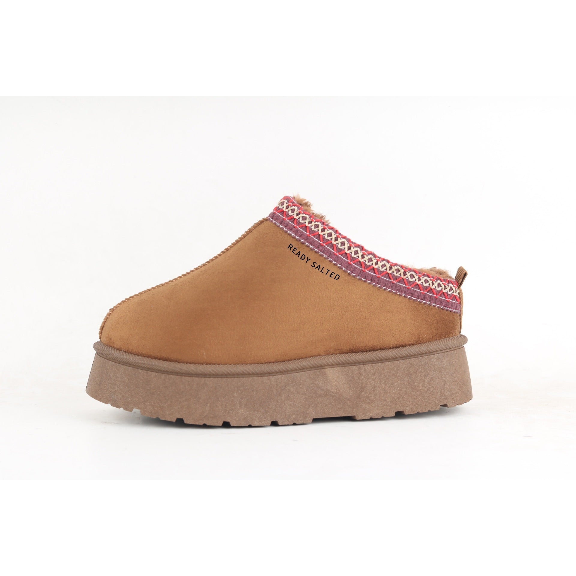 Womens Leather Anti Skid Platform Slip On Slippers