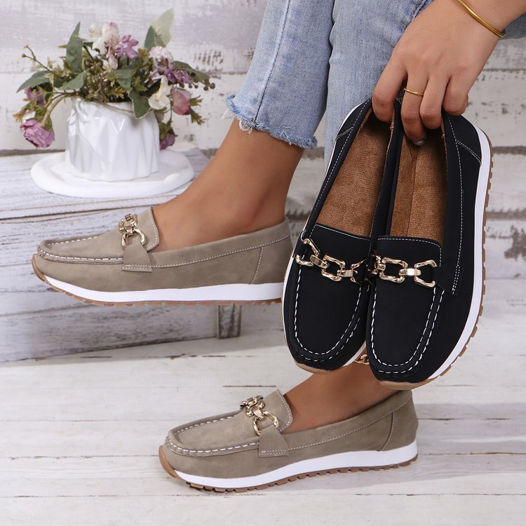 Womens Leather Platform Low Top Slip On Trainers