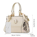 Womens Patent Look Sequin Embroidered Handbag
