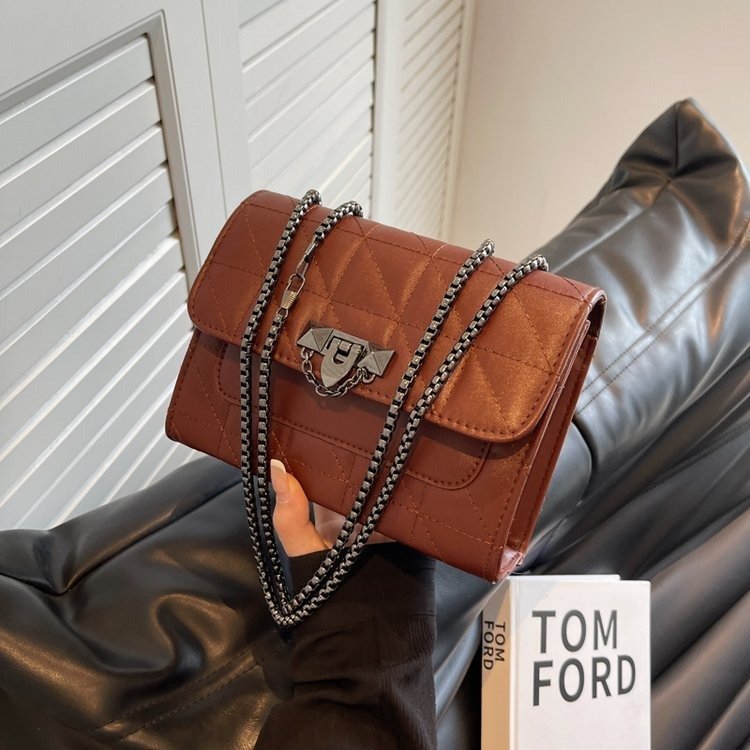 Womens Chain Lock Shoulder Messenger Bag