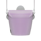 Zatchels Pastel Violet Daisy leather barrel bag back view