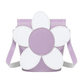 Zatchels Pastel Violet Daisy Handmade Leather Barrel Bag front view
