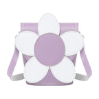 Zatchels Pastel Violet Daisy Handmade Leather Barrel Bag front view