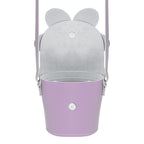 Zatchels Pastel Violet Daisy leather barrel bag open view