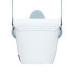 Zatchels White Violet Daisy leather barrel bag back view