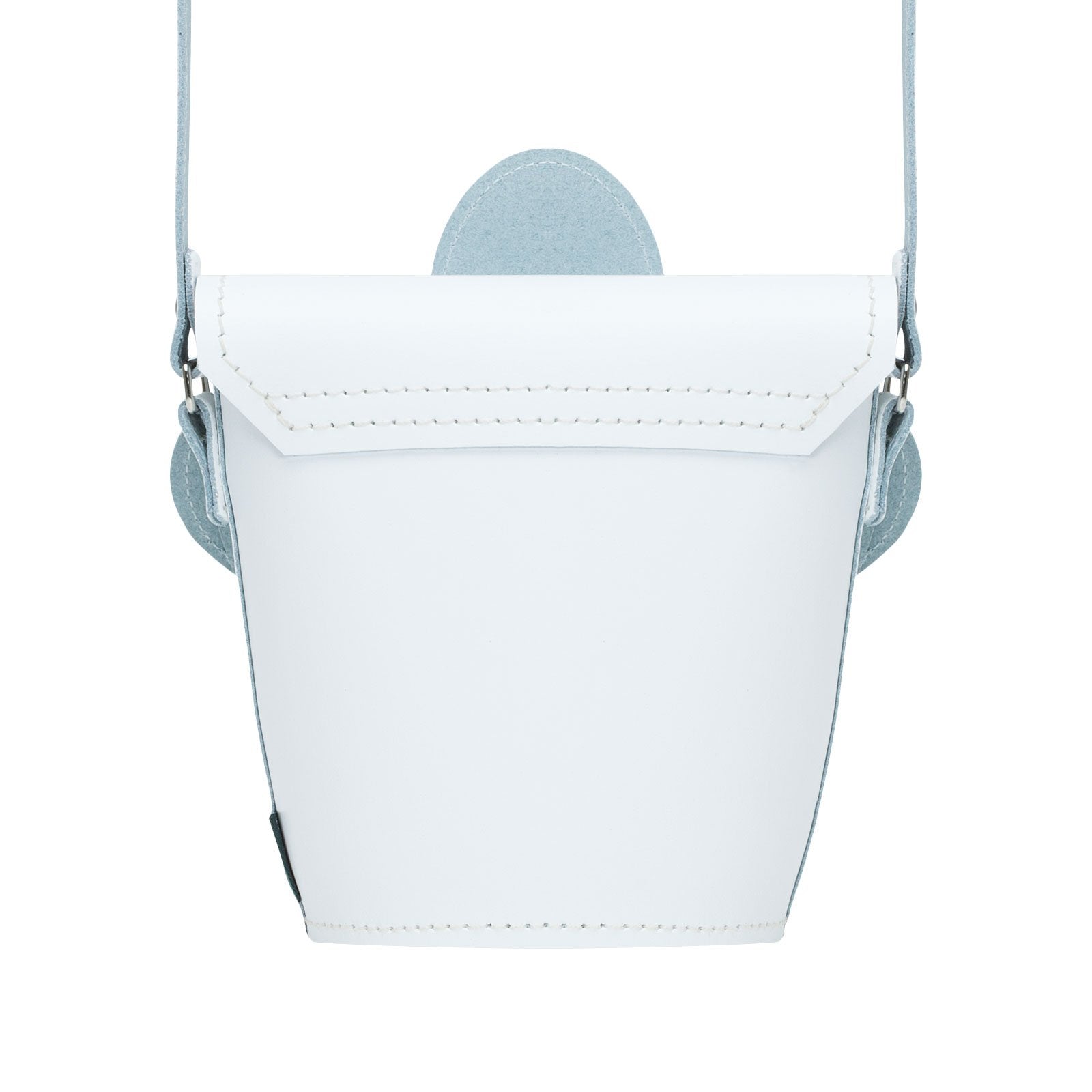 Zatchels White Violet Daisy leather barrel bag back view