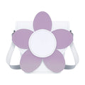 Zatchels White Violet Daisy Handmade Leather Barrel Bag front view